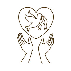 dove of peace with open hands avatar character