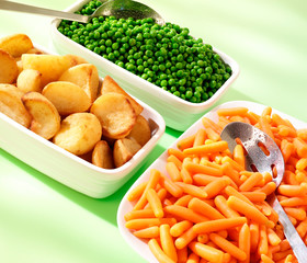 PEAS, CARROTS AND POTATOES