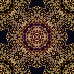 Decorative colorful floral ornament with decorative border. For fashion print, bandanna, tablecloth, neck scarf.