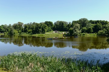 Upper Kuzminsky pond in the natural-historical park `Kuzminki-Lyublino`