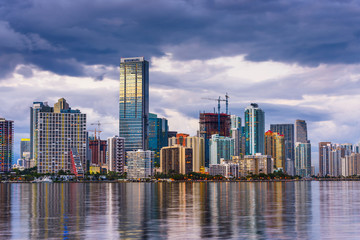 Fototapeta na wymiar Miami, Florida, USA Biscayne Bay Skyline
