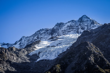Obraz premium Glacier in Hooker Valley, Mount Cook, New Zealand