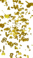 Digital currency symbol Bitcoin on a white background. Fall of bitcoin. Cryptocurrency graph on virtual screen. Business, Finance and technology concept. 3D illustration