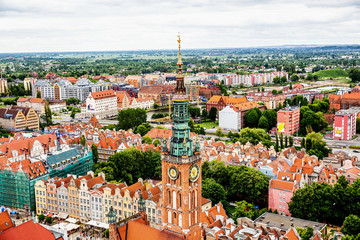 Aerial view Of Old Town in Gdansk,Poland