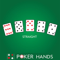 Single playing cards vector: Straight