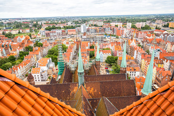 Naklejka premium Aerial view Of Old Town in Gdansk,Poland