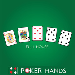 Single playing cards vector: Full House