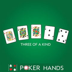 Single playing cards vector: Three of a Kind
