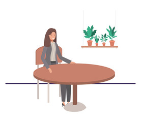 businesswoman sitting in the living room