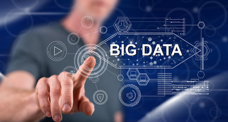 Man touching a big data concept