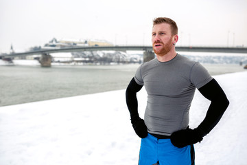 Runner on the bank taking a break