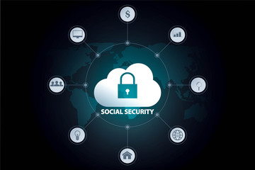 social security Global communication network  concept.