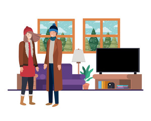 couple living room with view the landscape by window