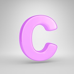 Glossy pink bubble gum letter C uppercase isolated on white background