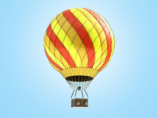 Fototapeta premium Hot Air color balloon 3d render on blue background
