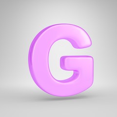 Glossy pink bubble gum letter G uppercase isolated on white background