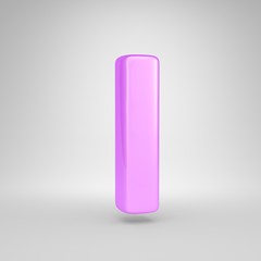 Glossy pink bubble gum letter I uppercase isolated on white background