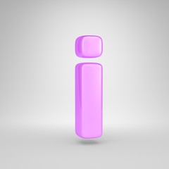 Glossy pink bubble gum letter I lowercase isolated on white background