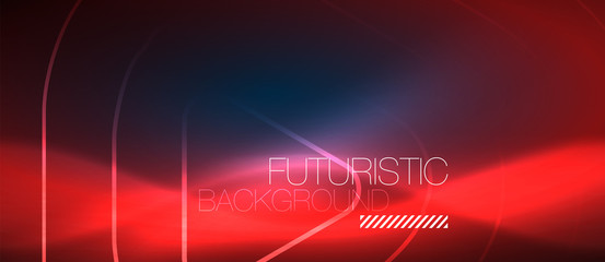 Neon glowing techno lines, hi-tech futuristic abstract background template with geometric shapes