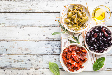 Mediterranean snack assortment.