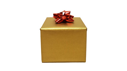 GESCHENKBOX GOLD MIT SCHLEIFE ROT