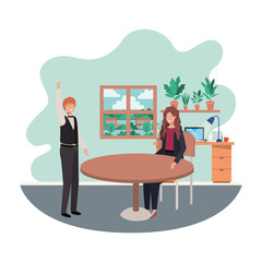 couple business in the room with view the landscape