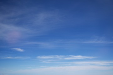 The thin cloud with blue sky shot while flying