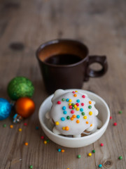 Weihnachten - Kaffeepause mit bunten Plätzchen, Retro Vintage