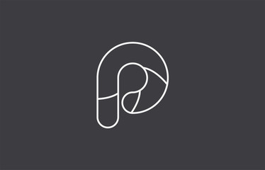 alphabet letter p black white logo company icon design