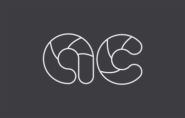 alphabet letter ac a c combination black white logo company icon design