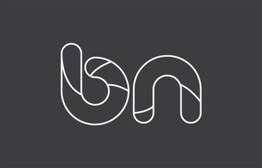 alphabet letter bn b n combination black white logo company icon design