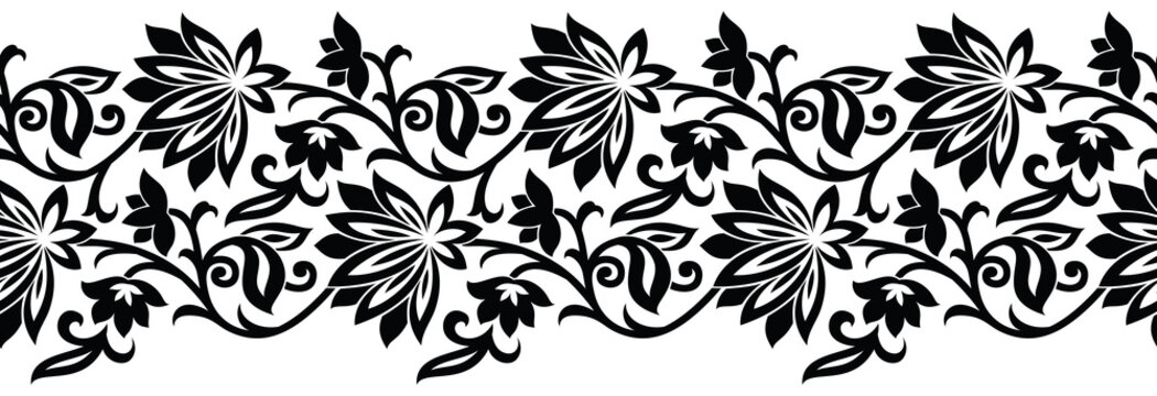 Seamless black and white border for lace