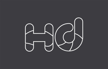 alphabet letter hd h d combination black white logo company icon design