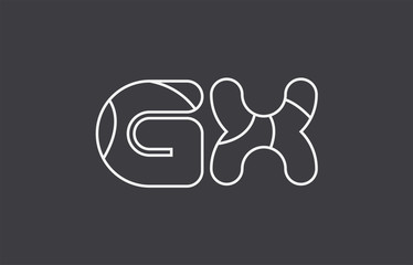 alphabet letter gx g x combination black white logo company icon design