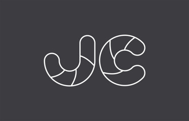 alphabet letter jc j c combination black white logo company icon design