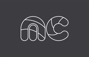 alphabet letter mc m c combination black white logo company icon design