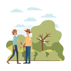 young couple in the landscape avatar character