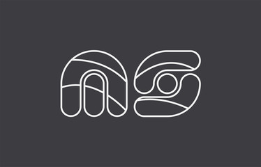 Fototapeta premium alphabet letter ms m s combination black white logo company icon design