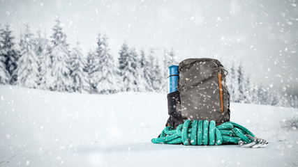Backpack on snow and winter time 