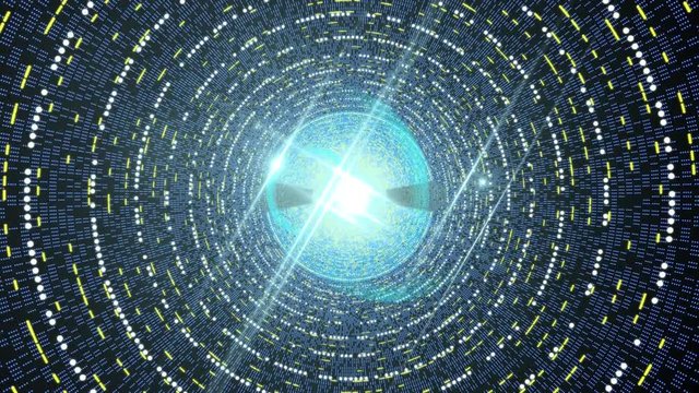 journey through digital tunnel with flare