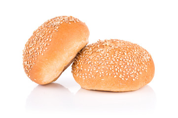 group of sandwich bun with sesame seeds isolated on white background