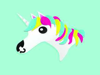 Unicorn head paper cut style