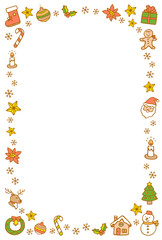 クリスマスのフレーム　手描き　縦