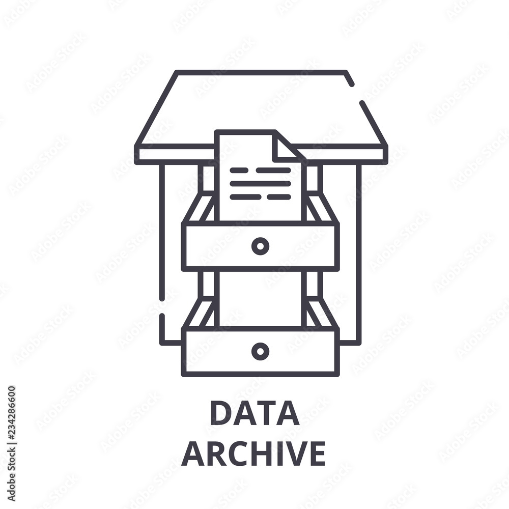 Poster data archive line icon concept. data archive vector linear illustration, sign, symbol