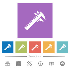 Caliper flat white icons in square backgrounds