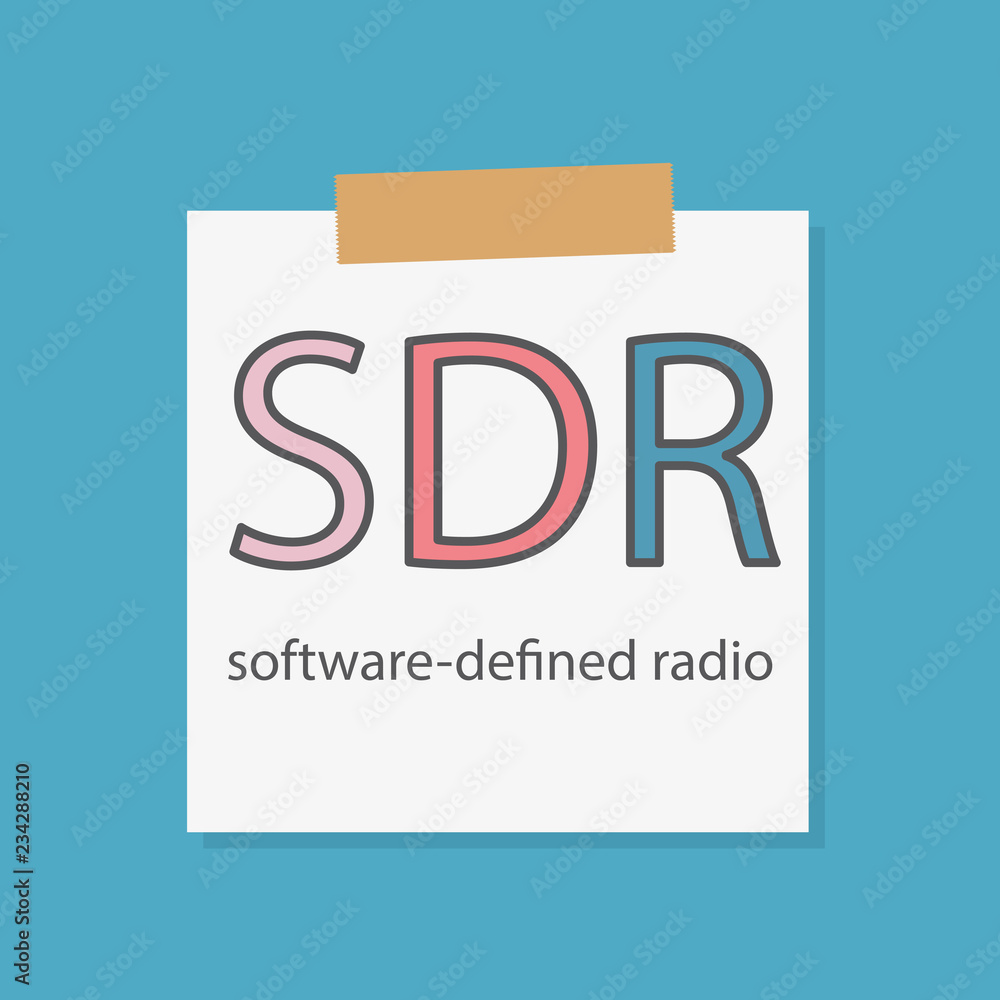 Poster sdr software-defined radio written in a notebook paper- vector illustration