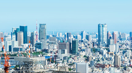 Fototapeta na wymiar skyline aerial view of shinjuku in Tokyo, Japan