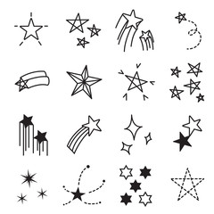 Naklejka premium Vector set of hand draw star doodle