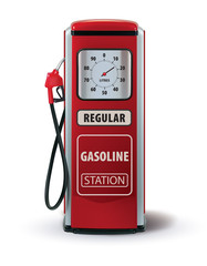 Vintage red gasoline pump. Vector 3d illustration