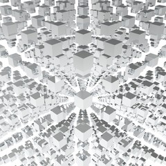 Gray cube matrix on white background. 3D render
